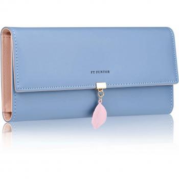 FT FUNTOR RFID Blocking Ladies Wallet with Coin Zipper and Card Holders