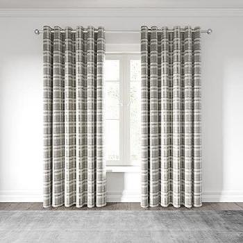 Helena Springfield Harriet Woven Lined Curtains, Mocha, 66 x 54 (168 x 137 cm), Eyelet, Room Darkening