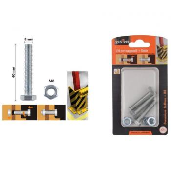 Juego de 3 Tornillos Hexagonales 8x40 mm con Tuerca M8 para Exterior