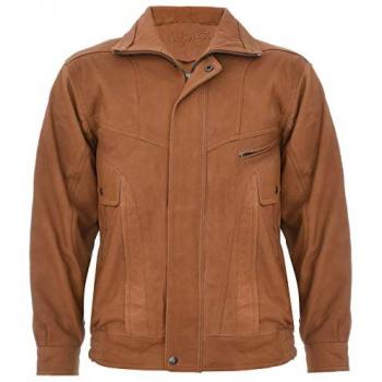 Infinity Herren Harrington Lederjacke in Braun 2XL