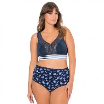 Große Bralette von Ulla Popken – 85D, blau, synthetische Fasern/Elasthan, ohne Bügel