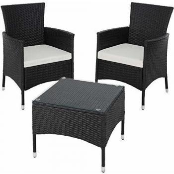 TecTake Set giardino poly rattan 2 sedie e tavolino