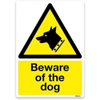 Beware of Dog Door Sign, Self-Adhesive Vinyl Sticker
