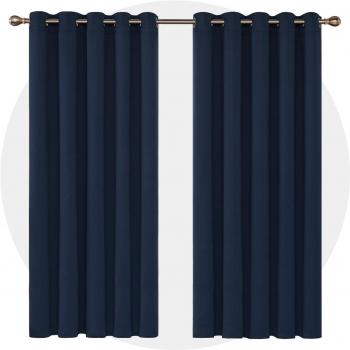 Deconovo Super Soft Ring Top Curtains Thermal Insulated Blackout Curtains for Nursery 66 x 72 Inch Navy Blue 2 Panels