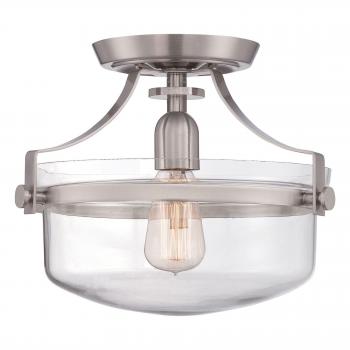 Penn Station 1 Light Semi Flush Ceiling Light Brushed Nickel