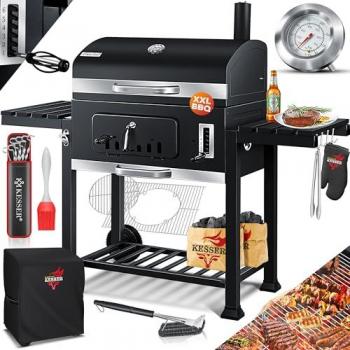 Carro de Barbacoa Kesser XXL con Parrilla, Cepillo y Mango Inox