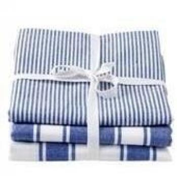 Kensington Blue Stripe Linen Towels