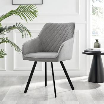 Soft Fabric Falun Dining Chairs with Black Legs