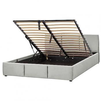 BELIANI Stylish Light Grey Velvet Storage Bed