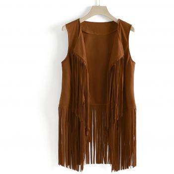 Gilet Automne Hiver Femme Jaune Ethnique Sans Manches