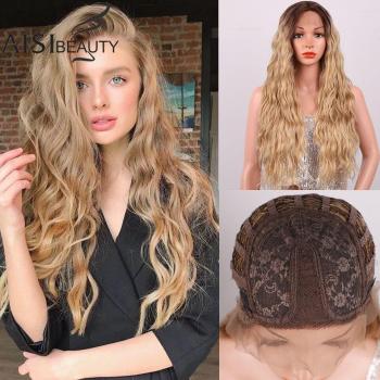 Peluca AISI BEAUTY con Encaje Frontal, Rubio Largo y Ondulado