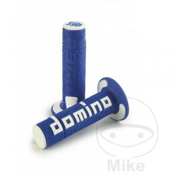 Revêtement guidon poignée caoutchouc Domino A360 pour moto Off road bleu et blanc