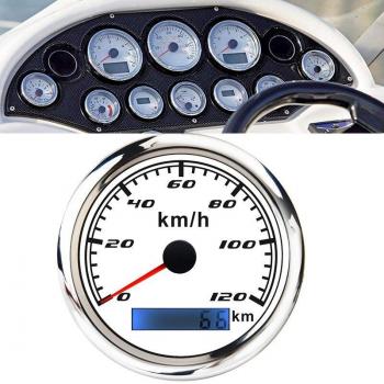 85mm Universal Speedometer 12V/24V Odometer 120Km/H LCD with Hourmeter and Tachometer for Cars and Motorcycles