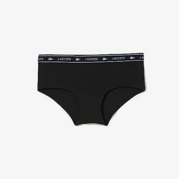Lacoste Frauen-Boxer Shorts Schwarz XL Logo‑Bänder