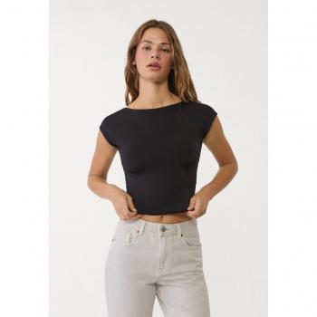Stradivarius Black Backless T-Shirt Size S
