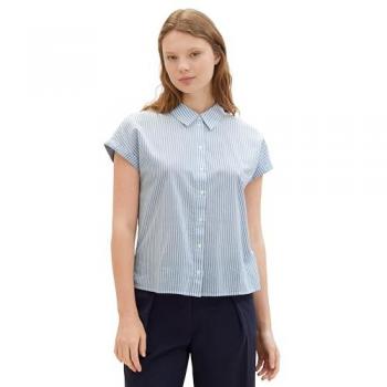 TOM TAILOR Denim Damen Kurzarmhemd mit Streifen