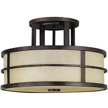 Fusion 3 Light Semi Flush Ceiling Light Bronze, E27