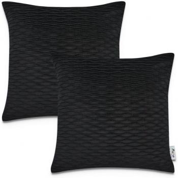 Set de Fundas de Cojín Decorativas Pana Negro 2 Unidades