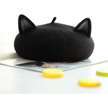 Sombrero otoñal de tweed con orejas de gato