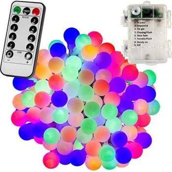 VOLTRONIC 50 100 200 LED Lichterkette, Party Kugel, warmweiß/kaltweiß/bunt, batteriebetrieben, mit Timer, für Innen und Außen