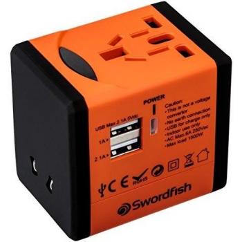 Snopake VariPlug Univers Travel Adapter Orange 40253