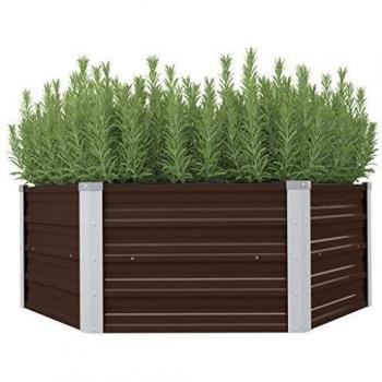 VidaXL 129x129x46 cm Brown Garden Bed in Galvanized Steel
