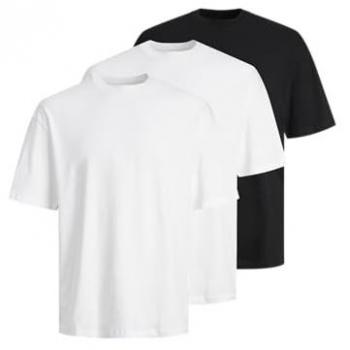 Jack & Jones Maglietta JJHugo Nero/Bianco – Regular Cut