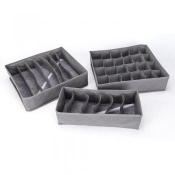 3PCS Fabric Bamboo Storage Boxes
