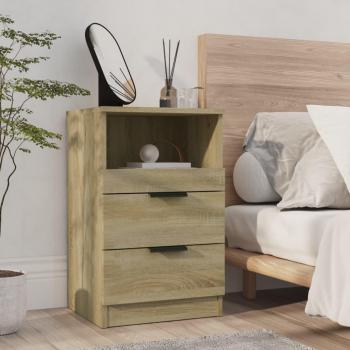 Bedside Cabinet Smoked Oak Engineered Wood