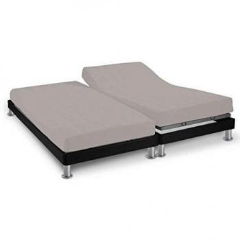 Drap Housse Double pour Sommier Articulé Gris