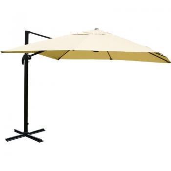 Ombrellone da Giardino Decentrato HHG‑329 3x4m Avorio Alluminio (Base Libera)