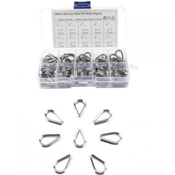 100 Pieces 304 Stainless Steel Wire Rope Thimbles M1.5