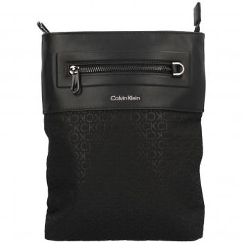 Calvin Klein, Black Polyester Messenger Bag with Storage