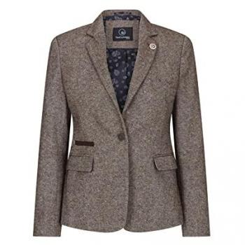 Classic 1920s Wsn Herringbone Tweed Blazer – Light Brown, Size 8