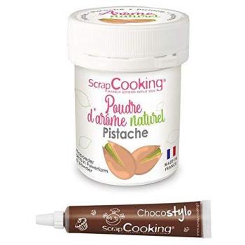 Poudre d'Arôme Alimentaire Naturel Pistache + Stylo Décoratif au Chocolat Scrapcooking