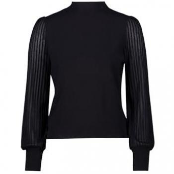 Schwarzer Strickpullover mit durchsichtigen Armen – Viskose-Mix, Größe 36