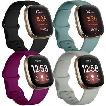 Soft Silicone Wristbands by JUVEL for Fitbit Versa 3 and Sense (Set of 4)