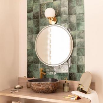 Espejo de Baño Ø60 cm Jizan con Luz LED y Antivaho Blanco Neutro 4000K