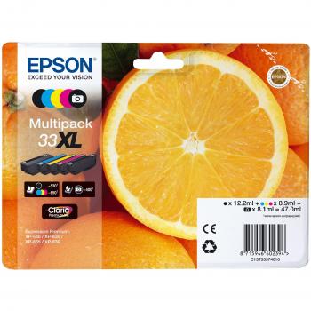 Multipack Epson 33XL Claria Cartouche d'Encre Origine Noir/Cyan/Magenta/Jaune Orange