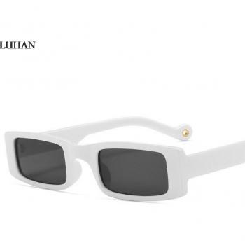Small Square Frame Vintage Sunglasses Clear Green UV400