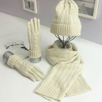 Cozy Women's Winter Knit Set: Hat, Scarf, and Gloves