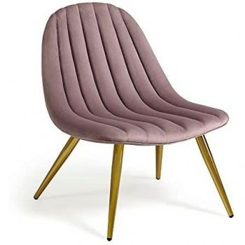 Silla Marlene de Kave Home en Terciopelo Rosa y Patas Doradas