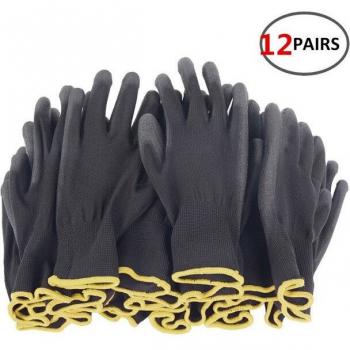 24 Pairs of Nylon PU Safety Gloves for Repair Work