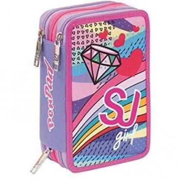 Astuccio 3 Zip Pastel Rainbow