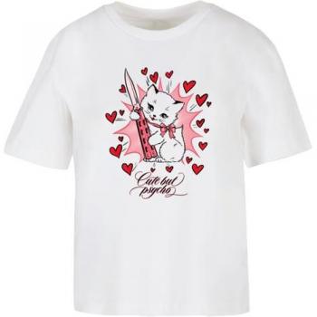 Miss Tee Psycho-Kitty T-Shirt – Einteilig (Weiß)