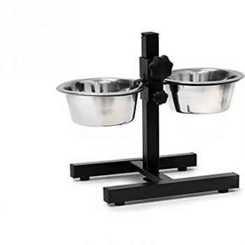 Gamelle à croquettes canine 0,8 L – métal inoxydable, base antidérapante, hauteur modulable, finition argent