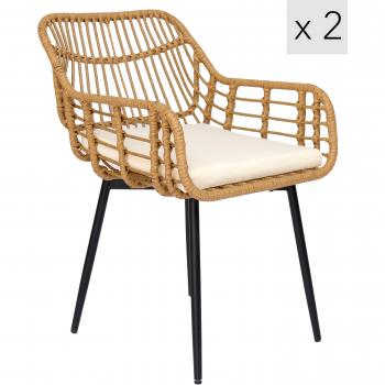 Nordlys Paire de Chaises en Métal et Rotin