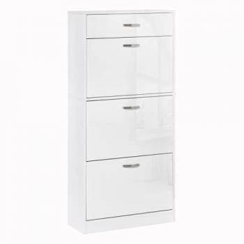 Armário de Sapatos Compacto 62x24x135 cm Branco