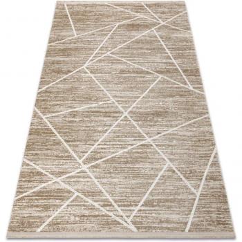 RUGSX Soft Beige Geometric Carpet with Fringes 200x290 cm