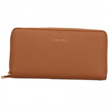 Cartera grande lisa camel con logo